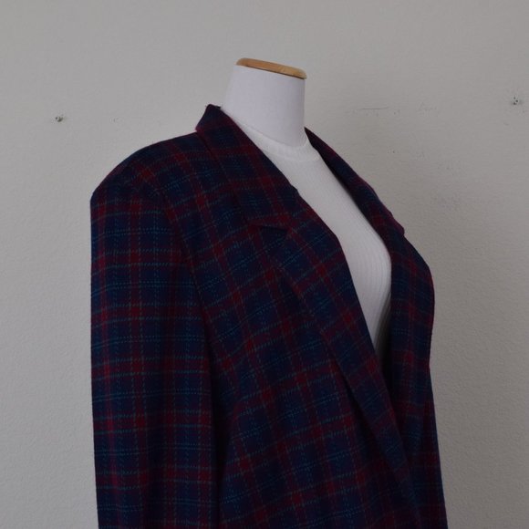 Vintage 80s‎ Purple Plaid/Polyester Women Blazer by Cricket Lane - Picture 5 of 9